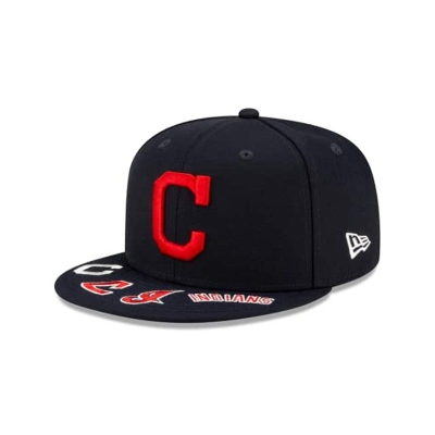 Blue Cleveland Indians Hat - New Era MLB Visor Hit 59FIFTY Fitted Caps USA5198027